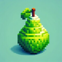 Pear green fruit pixelart style digital illustration concept