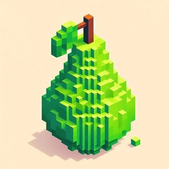 Pear fruit food icon illustration 3d blocks bricks voxelart style graphic