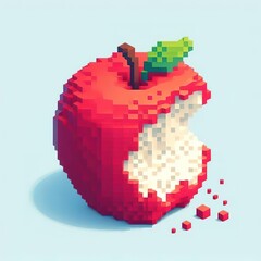 3d of apple fruit voxel art style illustration concept pixelart graphic icon