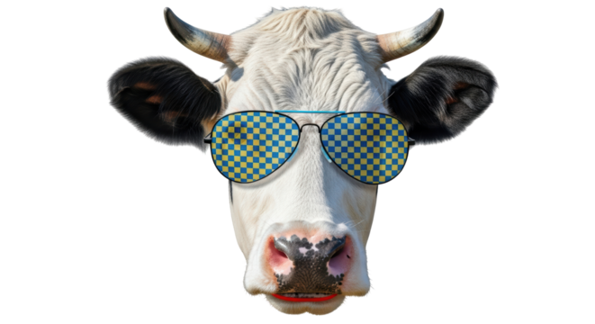 Isolated Cow with Sunglasses - Powered by Adobe