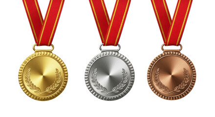 Isolated Gold, Silver, and Bronze Medals