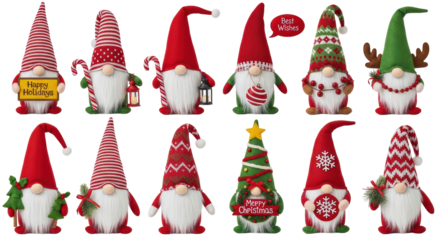Isolated Christmas Gnome Collection
