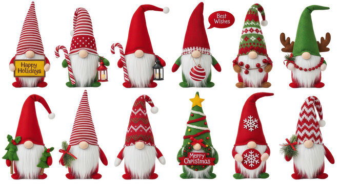 Isolated Christmas Gnome Collection