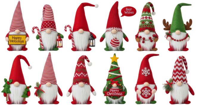 Isolated Christmas Gnome Collection