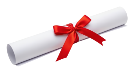 Isolated Diploma with Red Ribbon