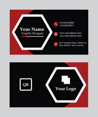 Modern business card design with yellow and black accents and qr code