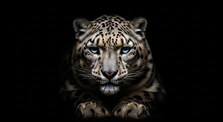 Fototapeta premium Striking-Snow-Leopard-Emerging-Cinematic-Portrait