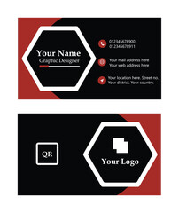 Modern business card design with orange and black accents and qr code