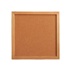 A square cork board with a natural wooden frame isolated on transparent white background remove png 

