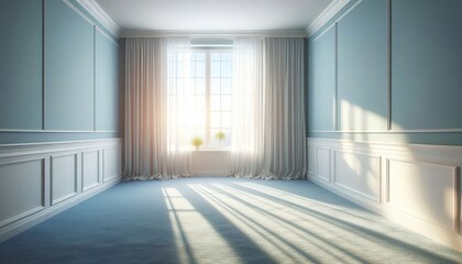 Empty room concept illustration interior blue and white color 