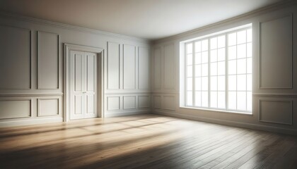 Empty room with wooden floor architecture home concept clean