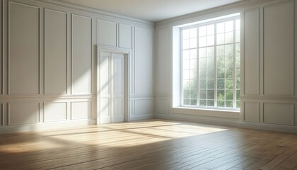 Empty room lighting decoration digital illustration white color