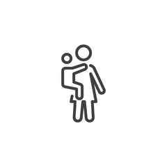 Babysitter holding baby line icon