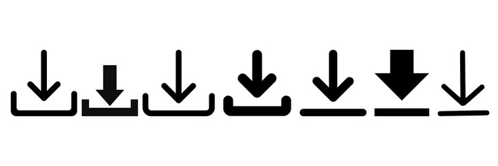 Set of download icons, download arrow icons