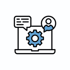 Obraz premium Laptop With Gear Icon Chat Bubble And User Profile For Settings configuration cogwheel