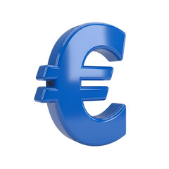 Obraz premium 3d icon of blue euro symbol isolated on transparent background for finance and economy