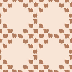 Simple hand painted brush strokes as diamond shapes forming a minimalist blender pattern in colors of brown on cream background. Abstract seamless vector pattern. Great for home decor, fabric, gifting