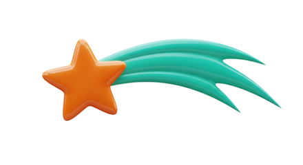 Bright Orange Shooting Star with Teal Trail Vector Graphic for Website or Presentation Design
