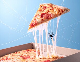 Creepy Pizza Slice with a Spider