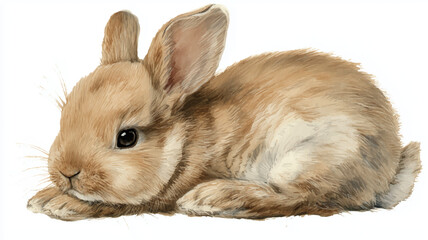 Obraz premium Vector illustration, watercolor painting with adorable bunnie on white background.