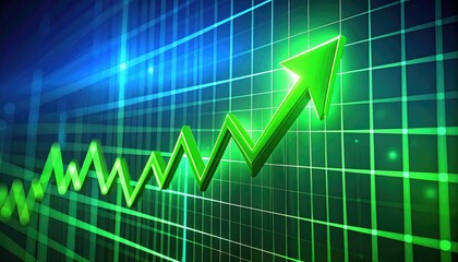 Modern Upward Trending Arrow on Grid Chart Graphic Illustration