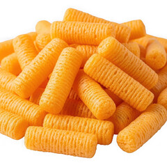 Fototapeta premium Pile of crunchy cheese puffs isolated on transparent background