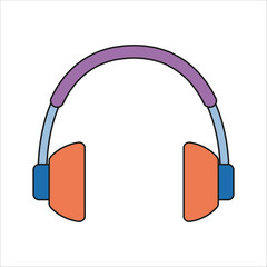 Retro colorful headphones illustration material