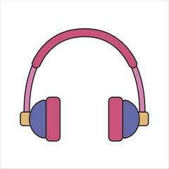 Retro colorful headphones illustration material