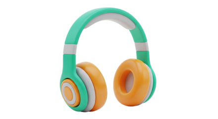 Cute Cartoon Headphones Illustration Modern Design Music Listening Audio Technology