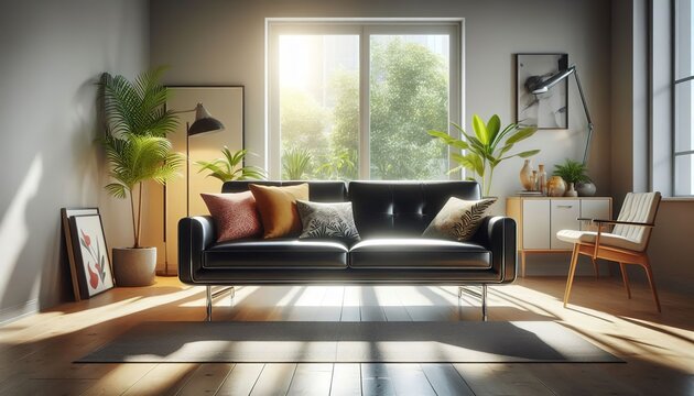 Living room interiorwith sofa leather concept design interior decoration