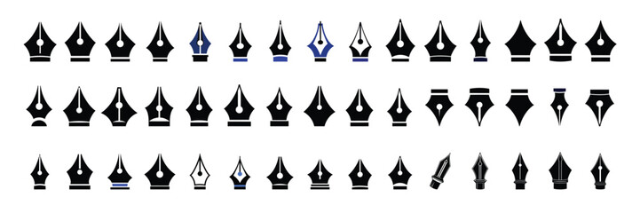 Pen nib icon set vector on white background