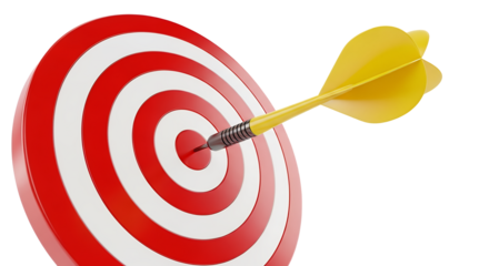 Dart hitting the bullseye on target achieving goals and success concept illustration