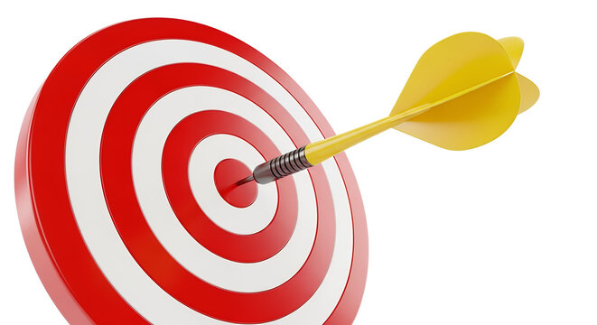 Dart hitting the bullseye on target achieving goals and success concept illustration