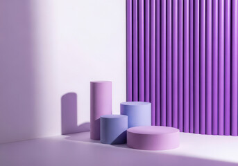 Obraz premium Minimalist geometric shapes in pastel purple and lavender tones