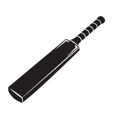 black and white silhouette of a cricket bat on a white background