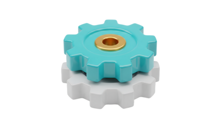 Gears Working Together Turquoise and White Illustration for Business Success and Teamwork Concept