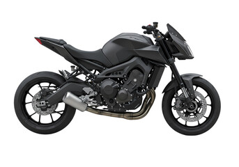 Obraz premium Yamaha MT-07 Motorcycle: Side Profile, Black Matte Finish isolated on transparent background