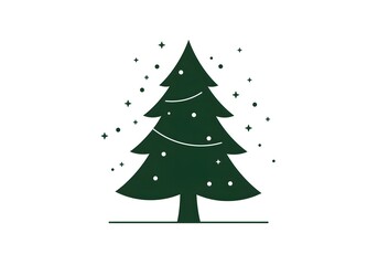 Obraz premium Green Christmas Tree Illustration with Snowflakes - Festive Holiday Design, Evergreen Winter Decor