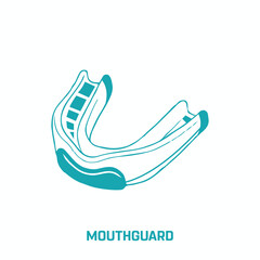 Hand-drawn icon of a Mouth Guard with a table on a white background