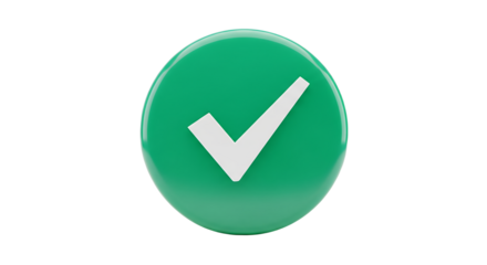 Green Check Mark Icon Button Approval Sign Yes Symbol Confirmation Success Positive Choice Vector Graphic