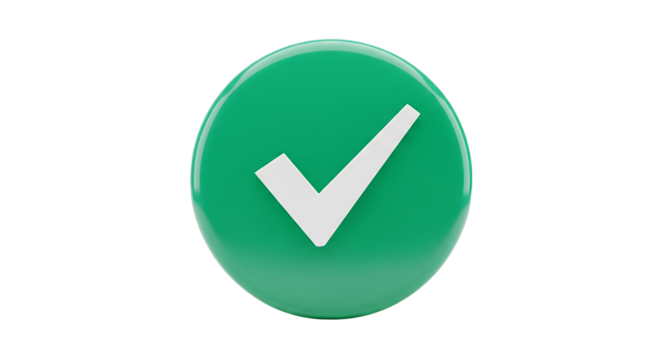 Green Check Mark Icon Button Approval Sign Yes Symbol Confirmation Success Positive Choice Vector Graphic