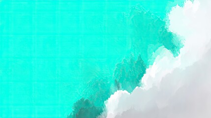 Obraz premium Turquoise grid background with textured white/gray clouds