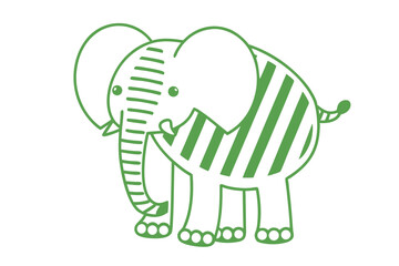 Cute cartoon elephant boasts unique striped design, appearing with cheerful eyes and a playful tail