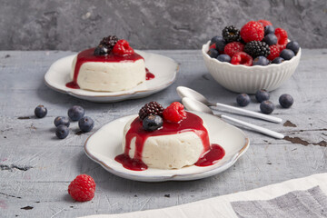 Panna cotta with berry sauce