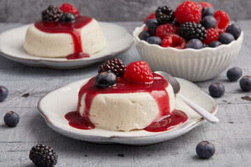 Panna cotta with berry sauce