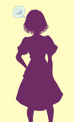 困っている女性　シルエット