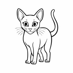 Obraz premium Adorable Kitty A Black and White Line Drawing