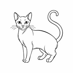 Obraz premium A charming and simple black line drawing depicting a domestic cat, standing with poise and its characteristic pointed ears, a versatile animal art piece.