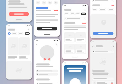 Modern Mobile App Wireframe Template for UI UX Design