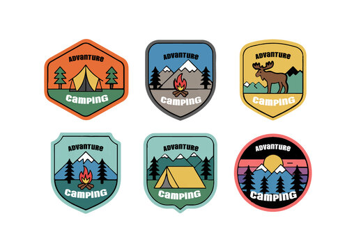 Vintage Style Camping Badge Design